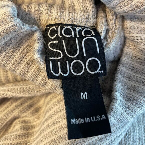 Clara Sunwoo Tan Knit Turtleneck Open Shoulder Size M - Picture 4 of 5